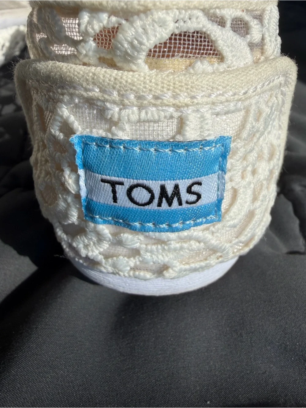 TOMS Women's Ivory Lace Slip-On Flats
